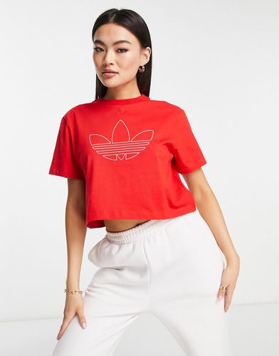 T-shirt corta rossa con logo grande - adidas Originals - Modalova