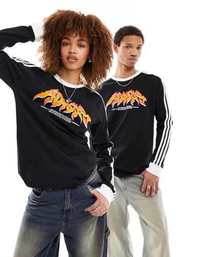 Top a maniche lunghe unisex con stampa di fiamme - adidas Originals - Modalova