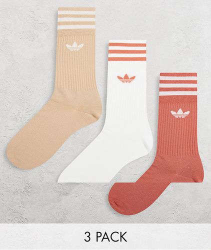 Adicolor - Confezione da 3 paia di calzini bianchi e beige con logo del trifoglio - adidas Originals - Modalova