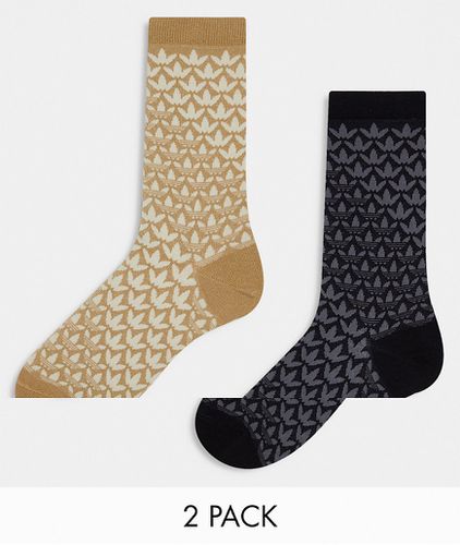 Confezione da 2 paia di calzini neri e color sabbia con trifogli - adidas Originals - Modalova