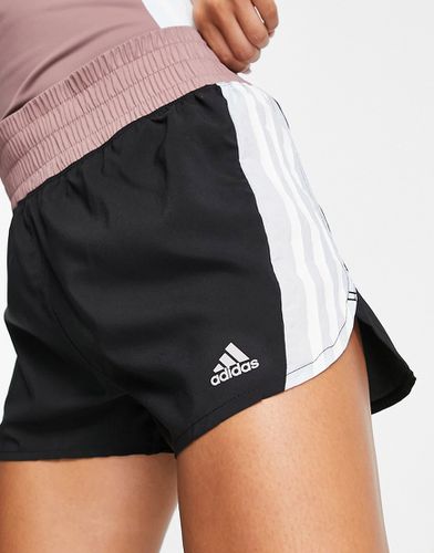 Adidas - Running - Pantaloncini a vita alta neri, blu e bordeaux color block con 3 strisce - adidas performance - Modalova