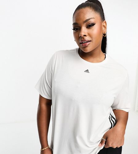 Adidas Training Plus - T-shirt bianca con pannello con 3 strisce e logo - adidas performance - Modalova