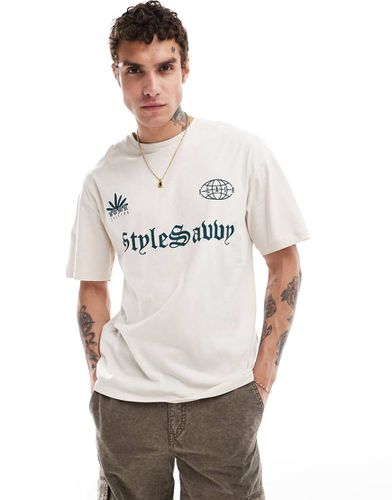 T-shirt oversize crema con stampa ispirata al calcio - ADPT - Modalova