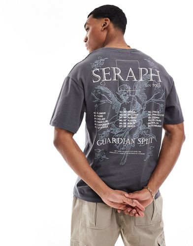 T-shirt oversize grigia con stampa "Seraph" sul retro - ADPT - Modalova