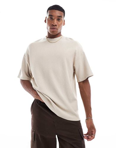 T-shirt oversize in tessuto pesante beige a coste - ADPT - Modalova