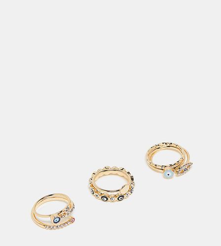 Daralaenna - Confezione da 3 anelli con charms con occhio color - ALDO - Modalova