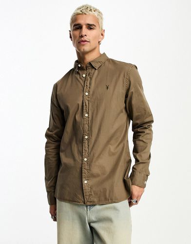 Hawthorne - Camicia elasticizzata marrone legno scuro - AllSaints - Modalova