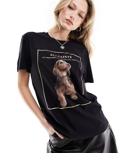 Pepper - T-shirt boyfriend nera con stampa - AllSaints - Modalova