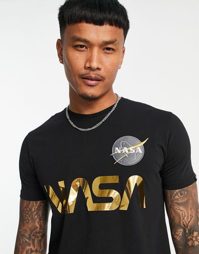 T-shirt nera con logo NASA riflettente - Alpha Industries - Modalova