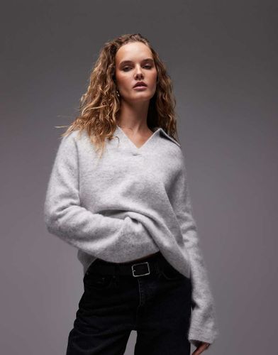 Pull en laine et alpaga avec col polo - chiné - Arket - Modalova