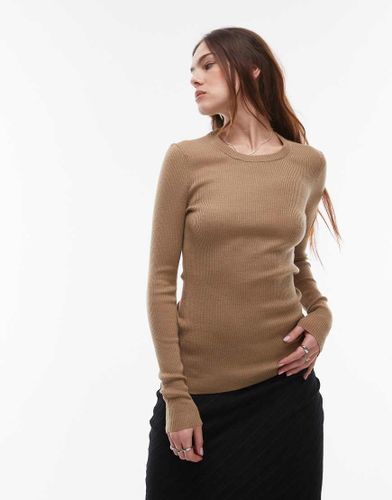 Top en maille côtelée de laine mérinos - Beige - Arket - Modalova