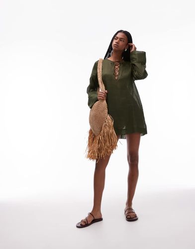 Vêtement de plage court en tissu ramie transparent pur - kaki - Arket - Modalova