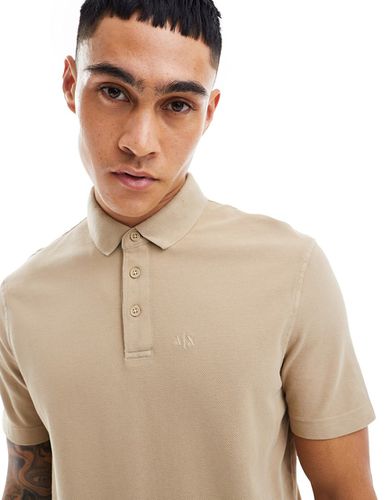 Polo regular fit beige con logo tono su tono - Armani Exchange - Modalova