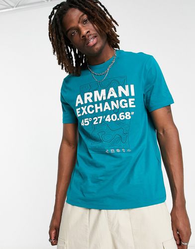 T-shirt comoda color -azzurro con logo grande - Armani Exchange - Modalova