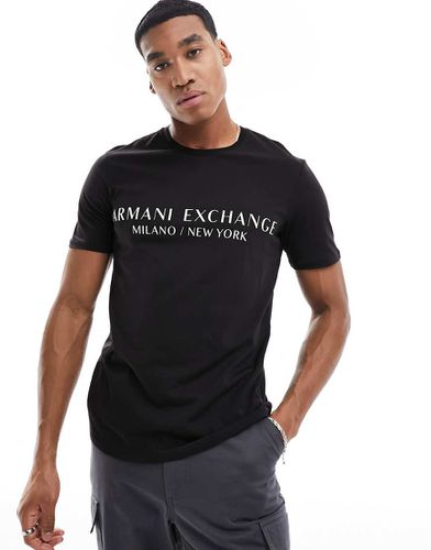 T-shirt lineare nera con logo - Armani Exchange - Modalova