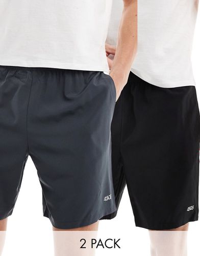 Icon - Confezione da 2 pantaloncini da allenamento da 18 cm quick dry antracite e nero - ASOS - Modalova