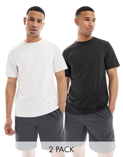 Icon - Confezione da 2 T-shirt da allenamento quick dry nera e bianca - ASOS - Modalova