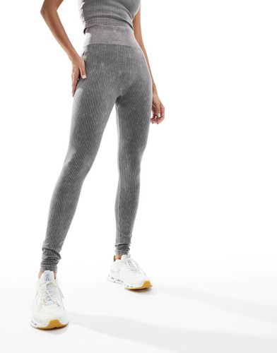 Icon - Leggings da palestra a vita alta slavato a coste senza cuciture - ASOS - Modalova