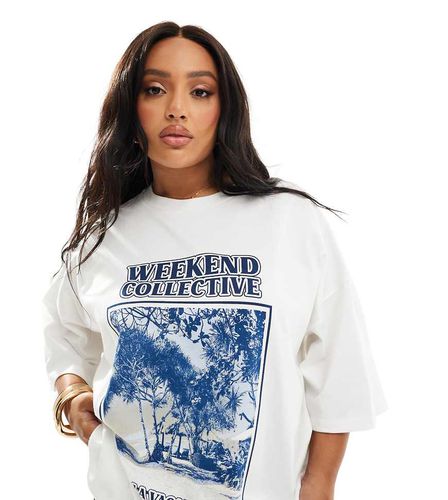 Curve - T-shirt oversize con grafica "La Vacanza" - ASOS WEEKEND COLLECTIVE - Modalova