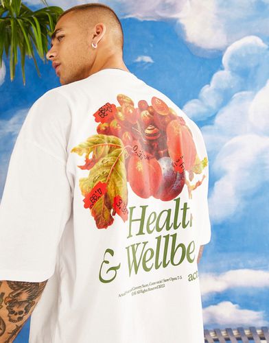 ASOS Actual - T-shirt oversize bianca con stampa di frutta "Actual Health & Wellbeing" - ASOS DESIGN - Modalova