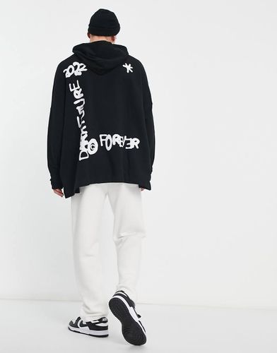 ASOS Dark Future - Felpa super oversize con cappuccio nera con stampe multiple del logo - ASOS DESIGN - Modalova