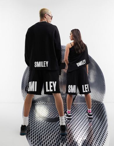 Collaborazione con Smiley - Pantaloncini unisex neri con stampa "Smiley" - ASOS DESIGN - Modalova