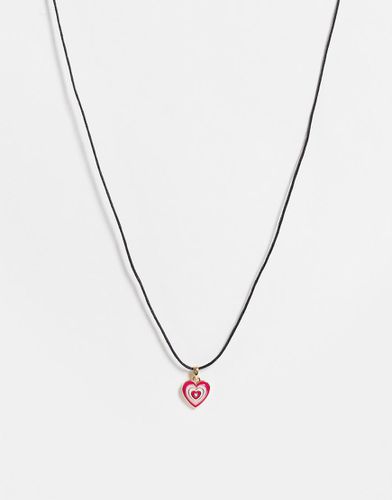 Collana con cordino e ciondolo a cuore - ASOS DESIGN - Modalova