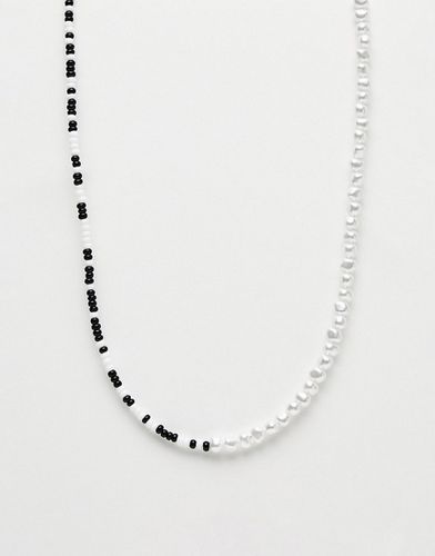 Collana con perle sintetiche e perline nere e bianche - ASOS DESIGN - Modalova