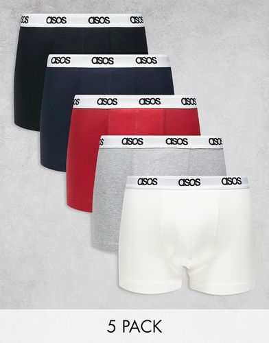 Confezione da 5 boxer aderenti con fascia in vita con logo - ASOS DESIGN - Modalova
