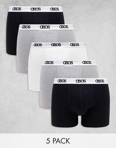 Confezione da 5 boxer aderenti con fascia in vita con logo - ASOS DESIGN - Modalova