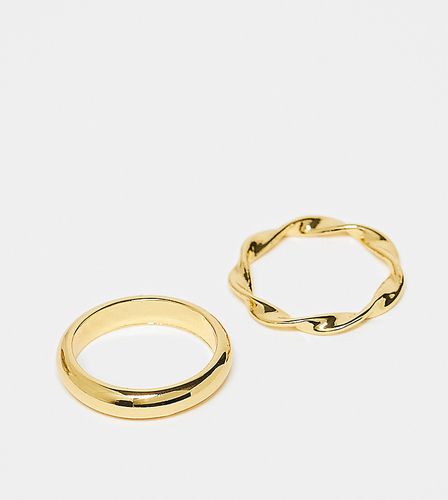 Confezione da 2 anelli placcati 14 carati con design intrecciato - ASOS DESIGN - Modalova