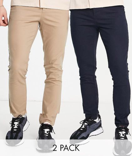 Confezione da 2 chino super skinny blu navy e grigio pietra - Risparmia - ASOS DESIGN - Modalova