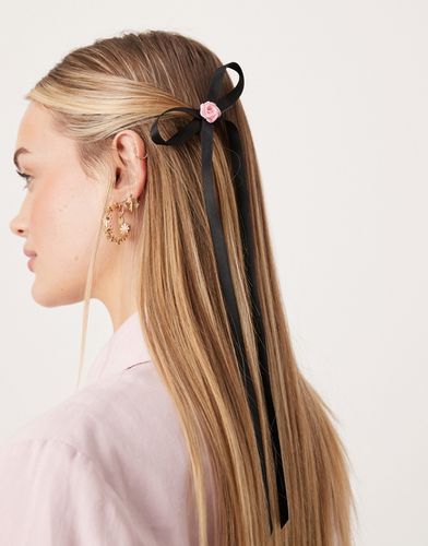Confezione da 2 fermagli per capelli a forma di fiocco neri con rosa - ASOS DESIGN - Modalova