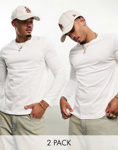 Confezione da 2 T-shirt a maniche lunghe girocollo bianche - ASOS DESIGN - Modalova