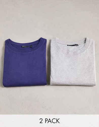 Confezione da 2 T-shirt oversize girocollo blu navy e grigio mélange - ASOS DESIGN - Modalova