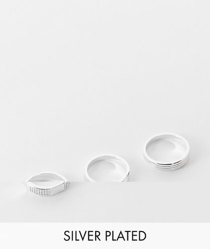 Confezione da 3 anelli a fascia con design in rilievo placcati in vero - ASOS DESIGN - Modalova
