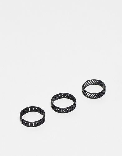 Confezione da 3 anelli a fascia opaco con design con croci e cut-out - ASOS DESIGN - Modalova