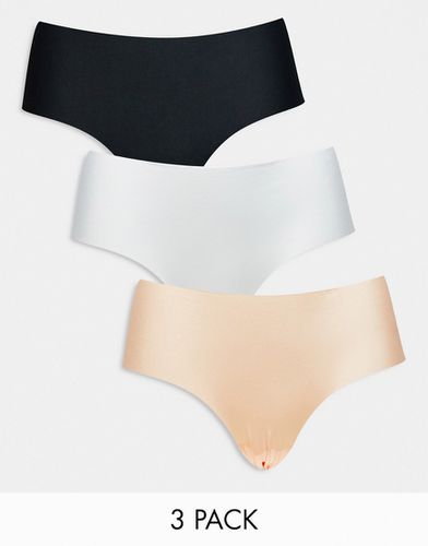 Confezione da 3 culotte a vita bassa senza cuciture colore nero, bianco e beige - ASOS DESIGN - Modalova