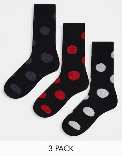 Confezione da 3 paia di calze sportive nere a pois metallizzati - ASOS DESIGN - Modalova