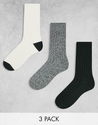 Confezione da 3 paia di calzini scuro e bianco sporco - ASOS DESIGN - Modalova
