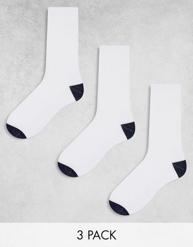 Confezione da 3 paia di calzini bianchi con tallone e punta blu navy - ASOS DESIGN - Modalova
