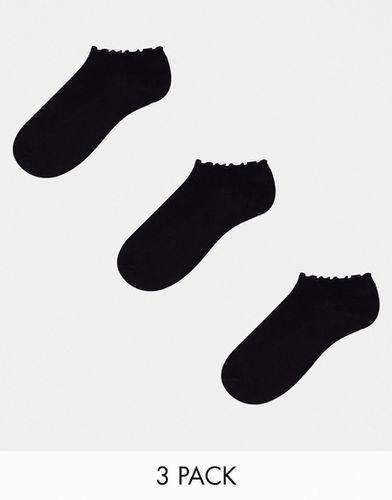 Confezione da 3 paia di calzini corti neri con volant sui bordi - ASOS DESIGN - Modalova