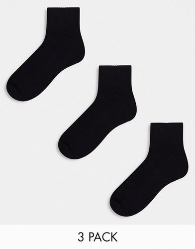 Confezione da 3 paia di calzini sportivi neri con base in spugna e supporto per arco plantare - ASOS DESIGN - Modalova