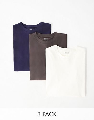 Confezione da 3 T-shirt oversize a maniche lunghe in colorazioni multiple - ASOS DESIGN - Modalova