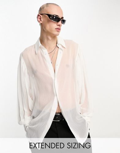 Camicia trasparente con maniche voluminose a pieghe bianca - ASOS DESIGN - Modalova