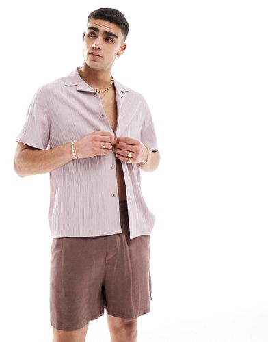 Camicia vestibilità comoda color malva testurizzato effetto stropicciato con colletto a rever - ASOS DESIGN - Modalova
