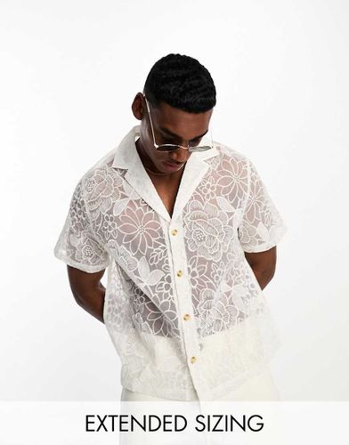 Camicia comoda in organza con ricamo floreale e rever - ASOS DESIGN - Modalova