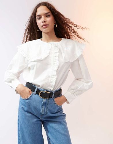 Camicia con colletto con volant bianca - ASOS DESIGN - Modalova