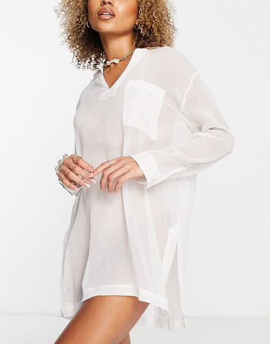 Camicia da spiaggia oversize bianca trasparente con tasche - ASOS DESIGN - Modalova