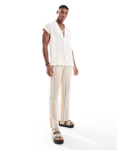 Camicia elegante senza maniche vestibilità comoda in lino beige - ASOS DESIGN - Modalova